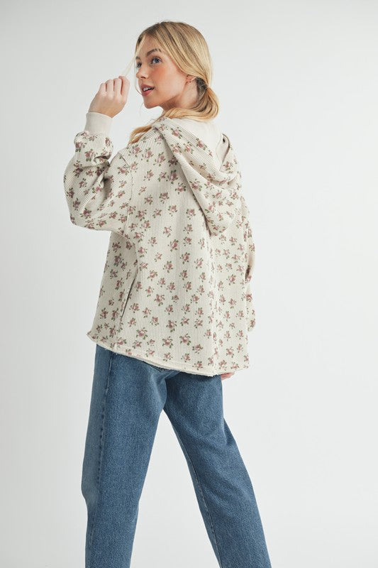 Women’s Contrasting Placket Kamilah Hooded Button-Front Jacket | Zarnesh
