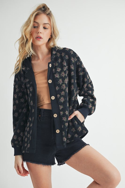 Women’s Contrasting Placket Kamilah Hooded Button-Front Jacket | Zarnesh