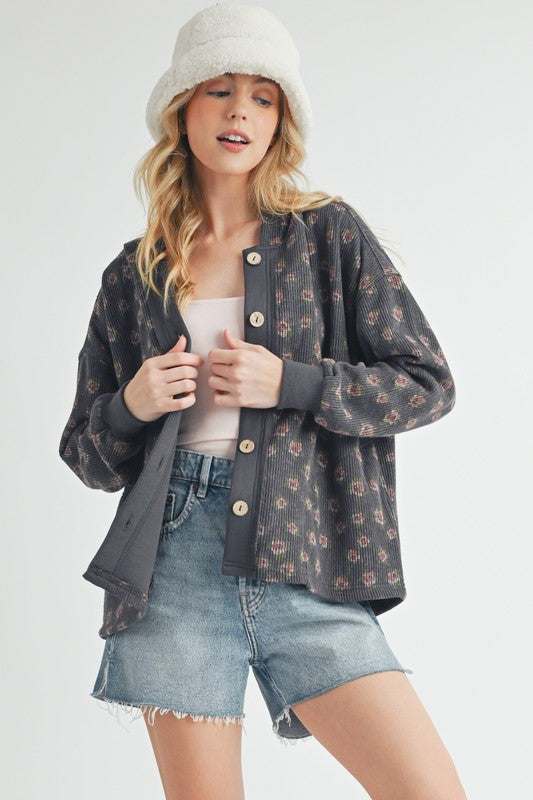 Women’s Contrasting Placket Kamilah Hooded Button-Front Jacket | Zarnesh