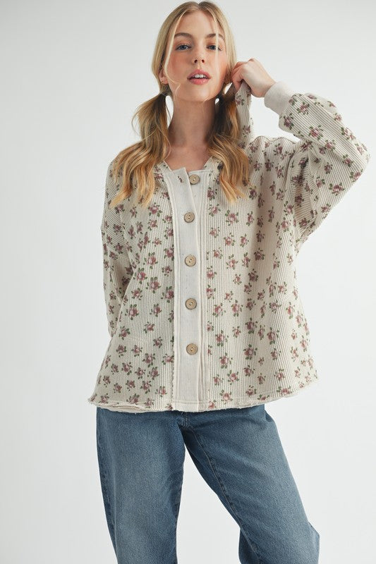 Women’s Contrasting Placket Kamilah Hooded Button-Front Jacket | Zarnesh