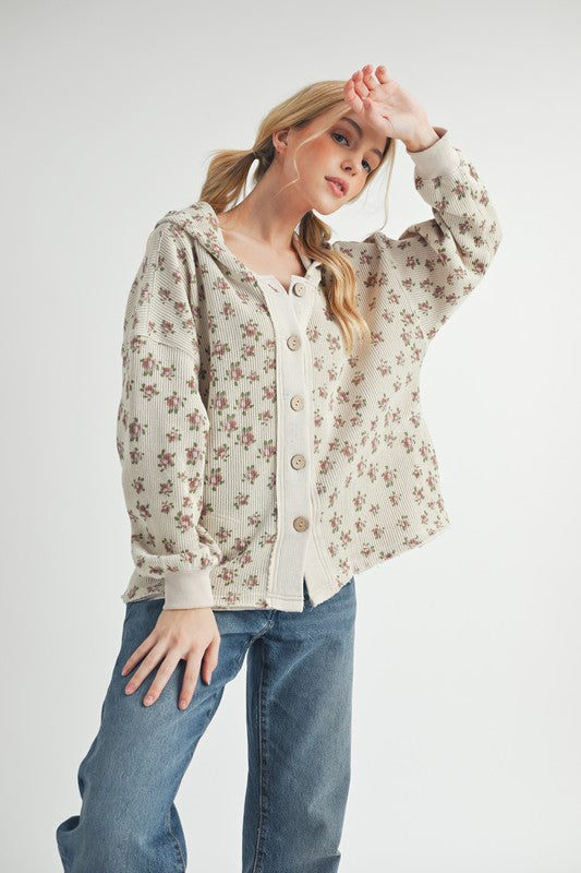 Women’s Contrasting Placket Kamilah Hooded Button-Front Jacket | Zarnesh