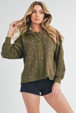 Women’s Contrasting Placket Kamilah Hooded Button-Front Jacket | Zarnesh