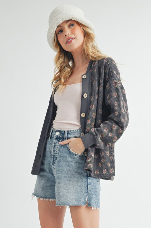 Women’s Contrasting Placket Kamilah Hooded Button-Front Jacket | Zarnesh