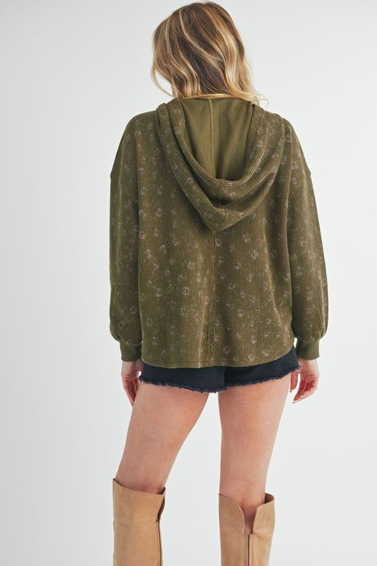 Women’s Contrasting Placket Kamilah Hooded Button-Front Jacket | Zarnesh