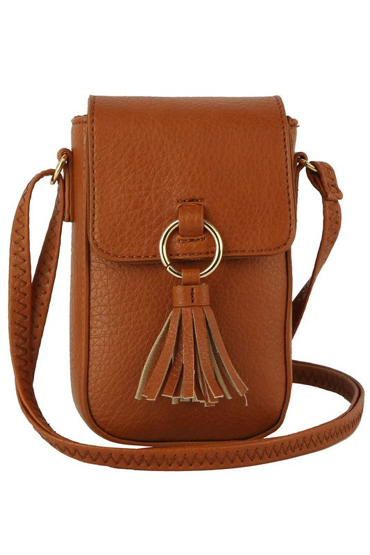 Women’s Faux Leather Tassel Ring Flap Tassel Crossbody | Zarnesh