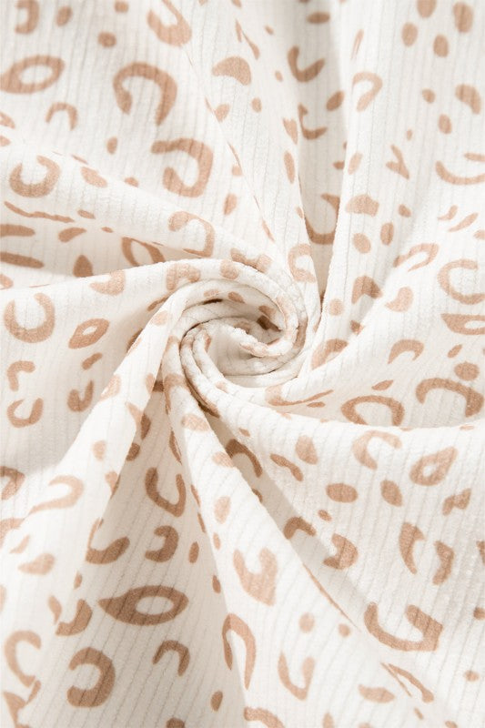 Women’s Corduroy Leopard Flap Pockets Button-Up Shacket | Zarnesh