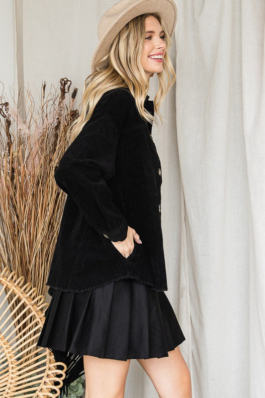 Women’s Corduroy Ribbed Velvet Button-Up Jacket | Zarnesh