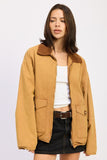 Women’s Corduroy Collar Jacket Zip Front Coat | Zarnesh