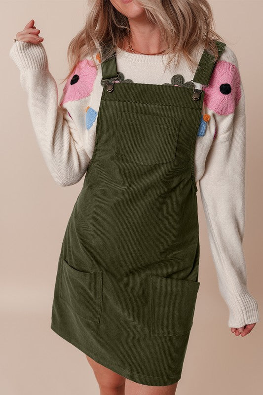 Women’s Corduroy Front Pockets Overall Dress Jumpsuit | Zarnesh