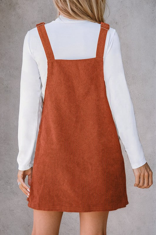 Women’s Corduroy Front Pockets Overall Dress Jumpsuit | Zarnesh
