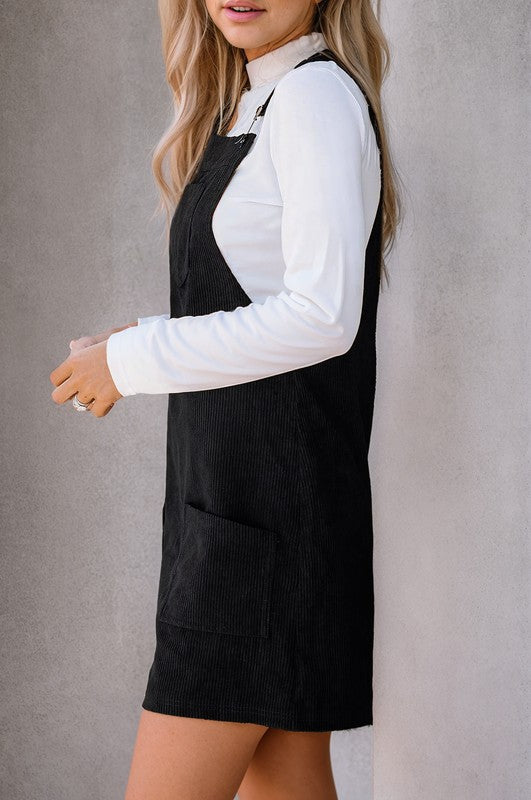 Women’s Corduroy Front Pockets Overall Dress Jumpsuit | Zarnesh
