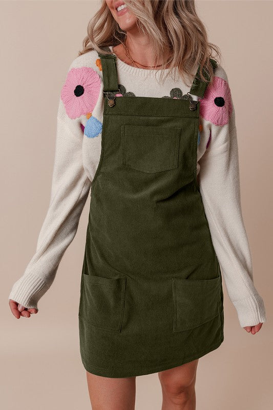 Women’s Corduroy Front Pockets Overall Dress Jumpsuit | Zarnesh
