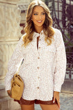 Women’s Corduroy Leopard Flap Pockets Button-Up Shacket | Zarnesh