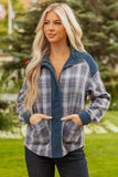 Women’s Corduroy Plaid Snap-Button Zip-Up Patchwork Jacket | Zarnesh
