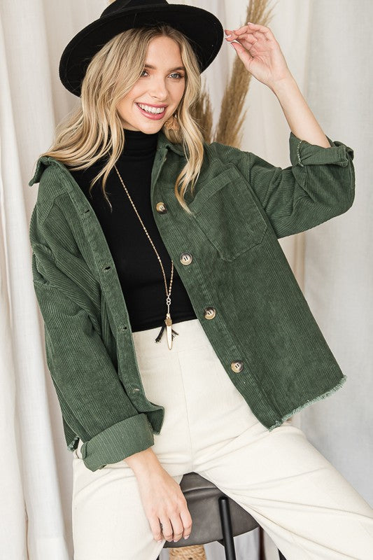 Women’s Corduroy Ribbed Velvet Button-Up Jacket | Zarnesh
