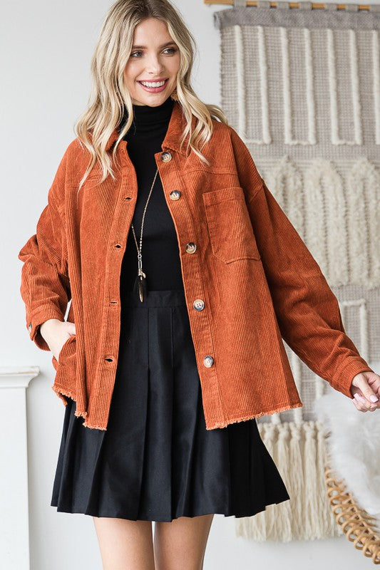 Women’s Corduroy Ribbed Velvet Button-Up Jacket | Zarnesh