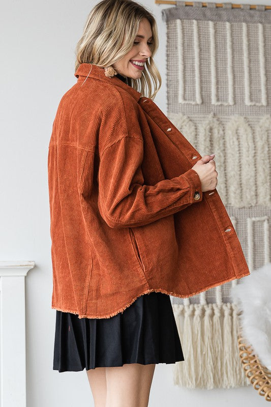 Women’s Corduroy Ribbed Velvet Button-Up Jacket | Zarnesh