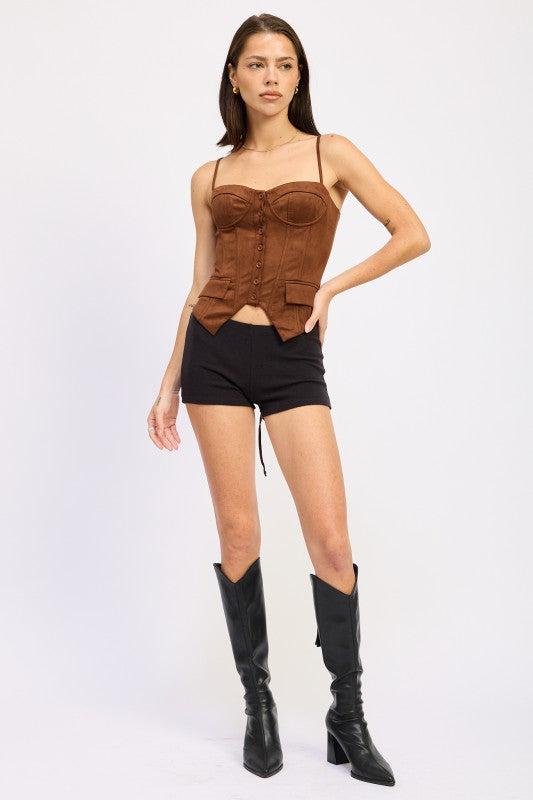Women’s Corset Inspired Button Back Lace Up Top | Zarnesh