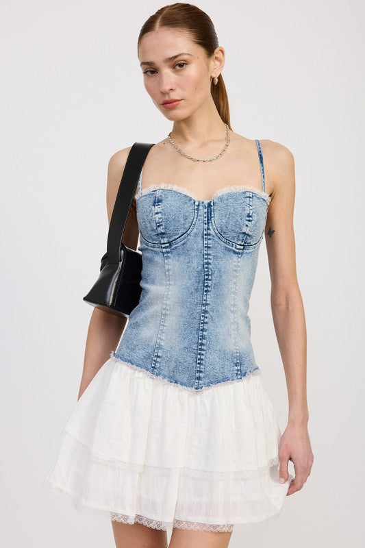 Women’s Corset Denim Mini Dress | Zarnesh