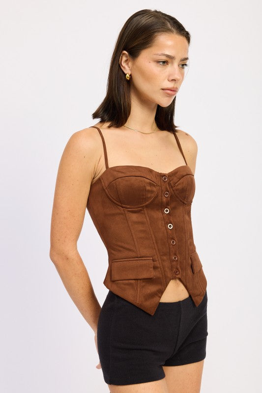 Women’s Corset Inspired Button Back Lace Up Top | Zarnesh