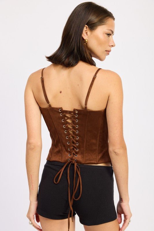 Women’s Corset Inspired Button Back Lace Up Top | Zarnesh