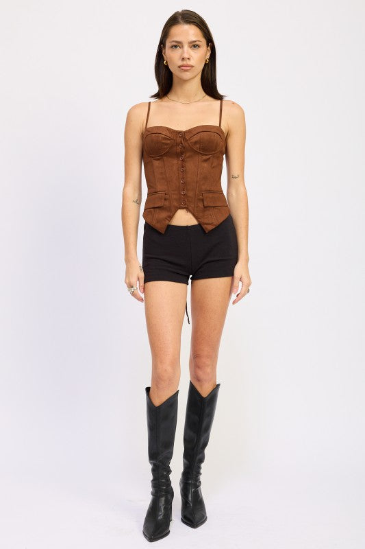 Women’s Corset Inspired Button Back Lace Up Top | Zarnesh