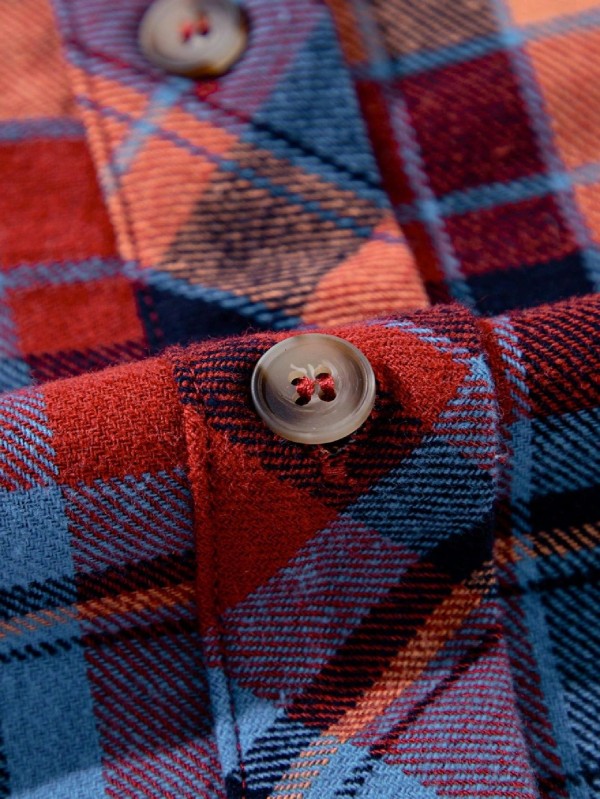 Women's Cotton Boho Red Mint Plaid Button Shirt Shacket | Zarnesh