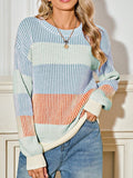 Women's Cotton Color block Lantern Rib Knitted Sweater | Zarnesh