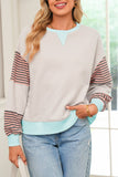 Women's Cotton Colorblock Patchwork Striped Sweatshirt | Zarnesh