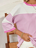 Women's Cotton Stripe Color Block Half Quarter Sleeve Top | Zarnesh