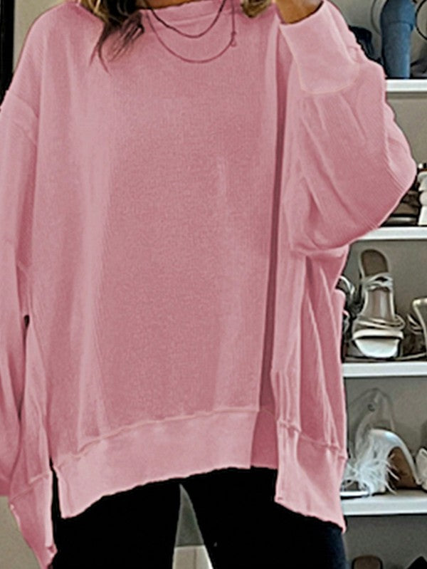 Women’s Cotton Waffle Bishop Split Oversized Sweater | Zarnesh