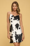 Women’s Cow Print Sleeveless Satin Slip Dress | Zarnesh