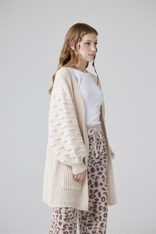 Women’s Oversized Knit Pompom Sleeve Cardigan Sweater | Zarnesh