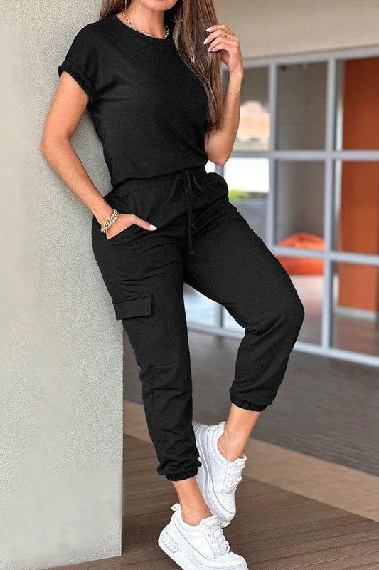Women’s Crew Neck Drawstring Waist Jumpsuit | Zarnesh