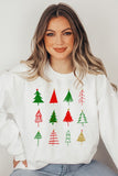 Women's Crewneck Christmas Trees Dropped Shoulder Sweatshirt | Zarnesh