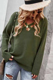 Women’s Crisscross V-Neck Ribbed Knit Sweater | Zarnesh
