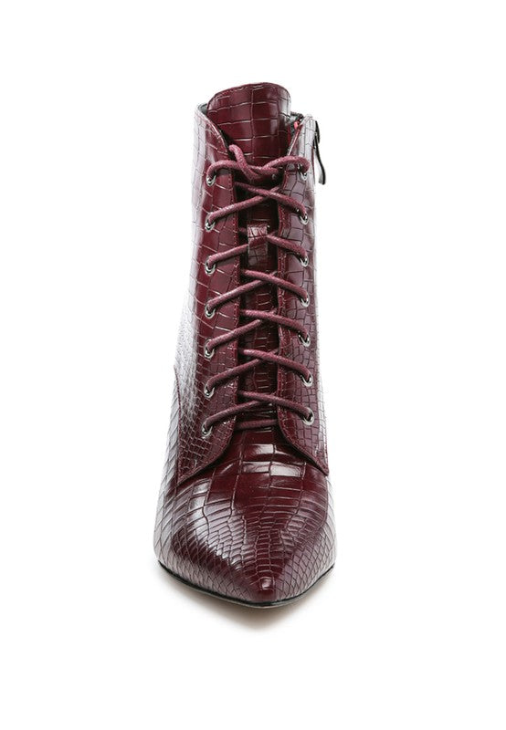 Women's Croc Textured Faux Leather Boots | Zarnesh