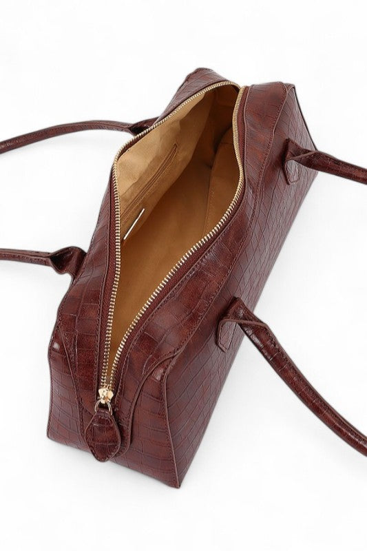 Women's Croc Embossed Iconic Barrel Shoulder Bag | Zarnesh