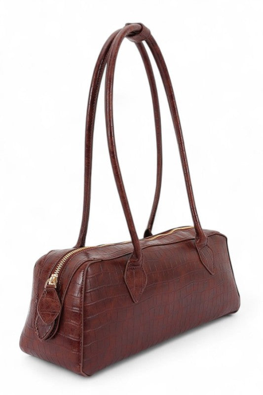 Women's Croc Embossed Iconic Barrel Shoulder Bag | Zarnesh