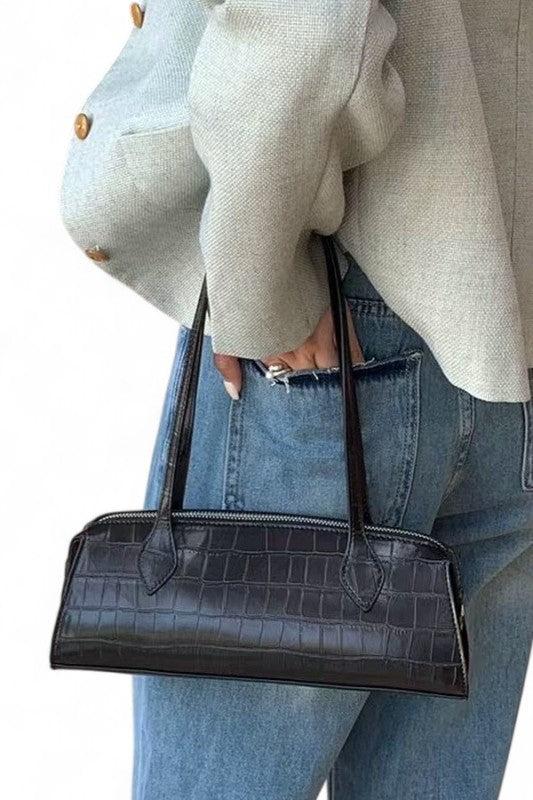 Women's Croc Embossed Iconic Barrel Shoulder Bag | Zarnesh