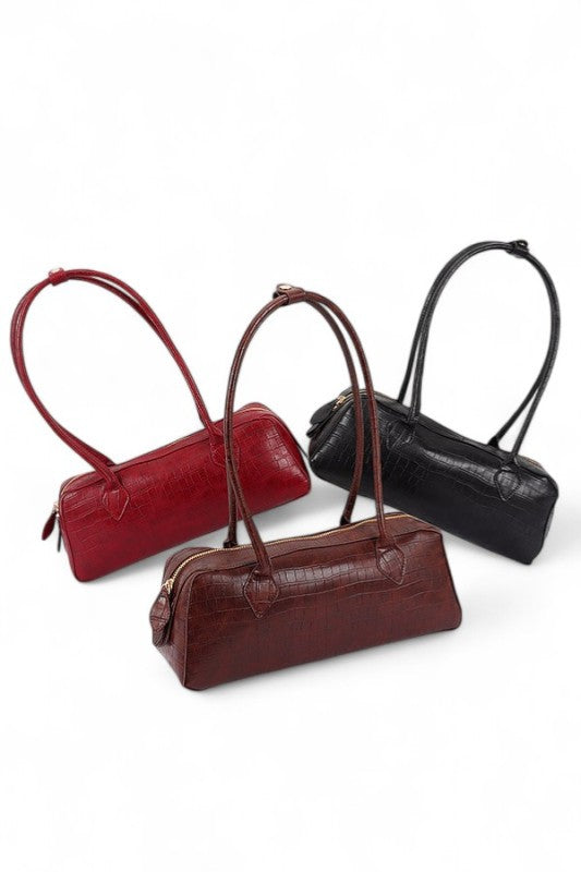 Women's Croc Embossed Iconic Barrel Shoulder Bag | Zarnesh