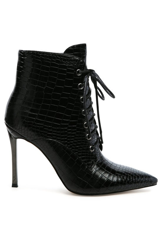 Women's Croc Textured Faux Leather Boots | Zarnesh