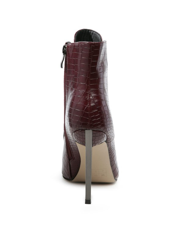 Women's Croc Textured Faux Leather Boots | Zarnesh
