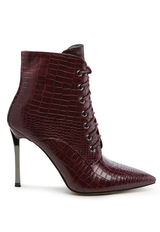 Women's Croc Textured Faux Leather Boots | Zarnesh