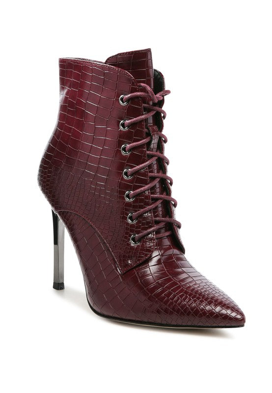 Women's Croc Textured Faux Leather Boots | Zarnesh