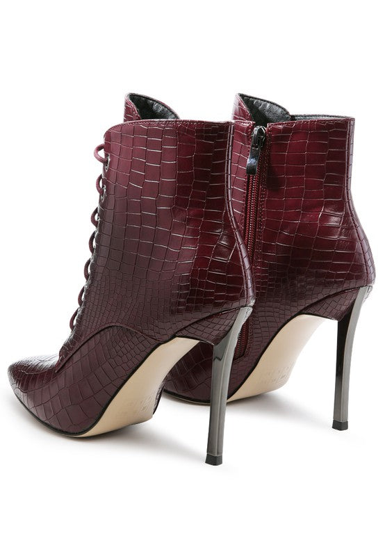 Women's Croc Textured Faux Leather Boots | Zarnesh