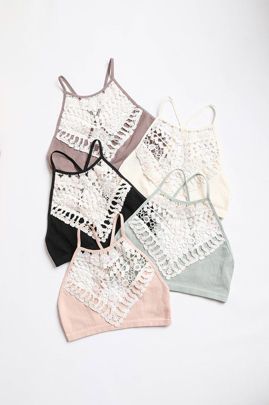 Women's Crochet Lace High Neck Bralette | Zarnesh