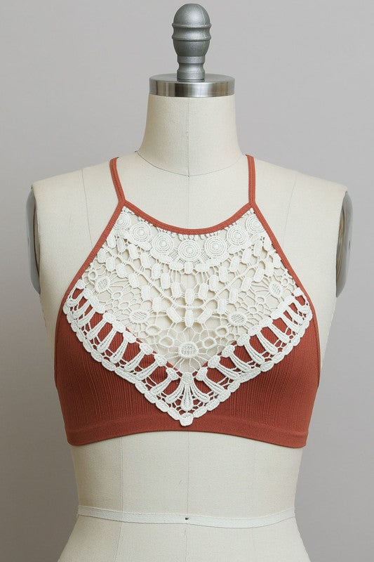 Women's Crochet Lace High Neck Bralette | Zarnesh