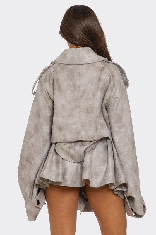 Women’s Cropped Belted Trench Set Outfit Jacket | Zarnesh