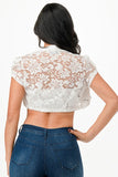 Women’s Cropped Lace Short Sleeve Shrugs Cardigans | Zarnesh